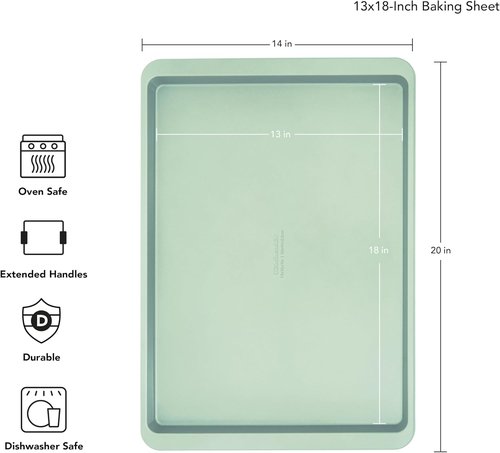 KitchenAid Nonstick Baking Sheet - 13x18in Aluminized Steel | Stylish Pistachio Color