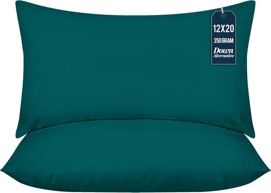 Utopia Bedding 12x20 Pillow Inserts - Set of 2 Dark Teal Decorative Throw Pillows for Sofa & Bed - Soft & Fluffy Cushions