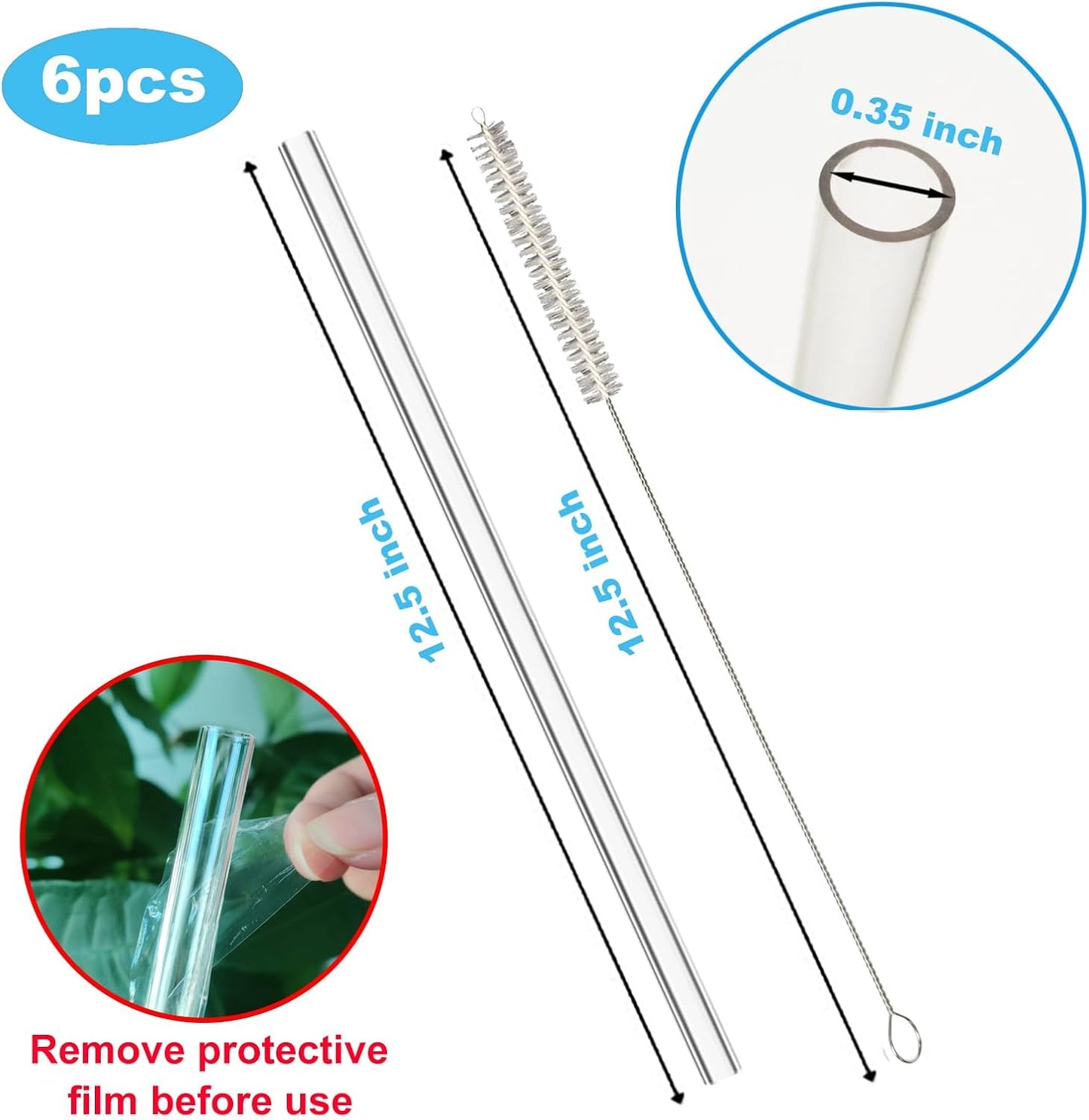 Stanley Adventure Quencher Replacement Straws - 6 Pack Reusable Straws with Cleaning Brush for 40 oz & 30 oz Tumblers