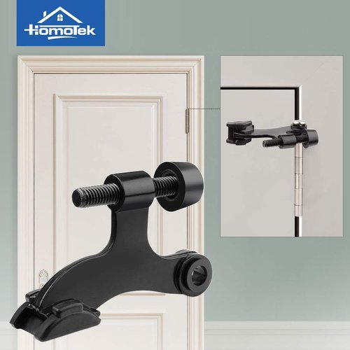HOMOTEK Heavy Duty Adjustable Door Stopper - 2 Pack Black Hinge Pin Design | 2-1/2"x1-3/4" with Rubber Bumpers