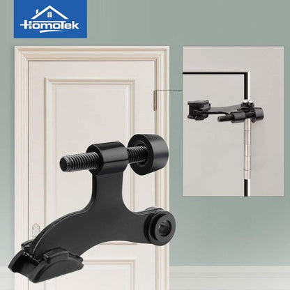 HOMOTEK Heavy Duty Adjustable Door Stopper - 2 Pack Black Hinge Pin Design | 2-1/2"x1-3/4" with Rubber Bumpers