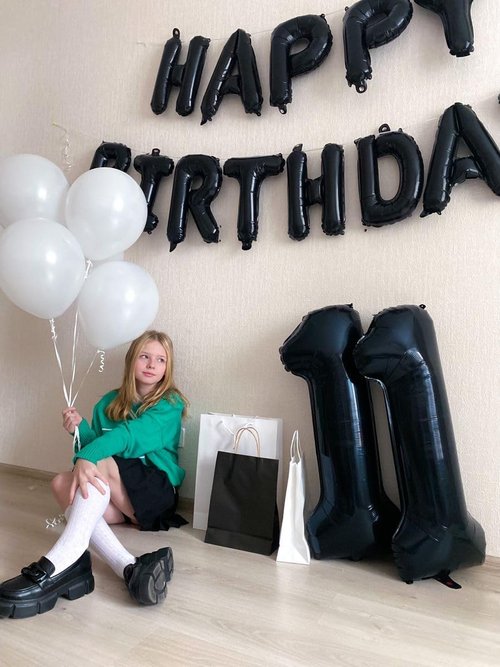 Black Number 11 Balloon - 40 Inch Foil Balloon for 11th Birthday Party Decorations