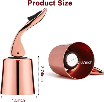 Wine Stoppers for Wine Bottles with Stainless Steel Vacuum Wine Bottle Stopper with Silicone Reusable Wine Corks, Leak proof Keep Fresh Suitable for Red&White Bottle (Rosegold, 2 Pack)
