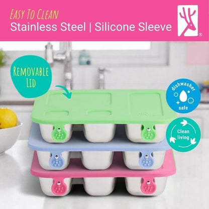 Elk and Friends Kids Stainless Steel Bento Box - Leak-Proof Toddler Lunch Container | 4 Compartments | Dishwasher Safe