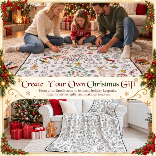 Christmas Coloring Sherpa Fleece Throw Blanket 40 x 60 Inches - Variation: Christmas Tree