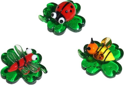 Colorful Glass Insects by 3Ca3s1 - Handmade Miniature Animal Figurines, 3pcs, Perfect Collectibles