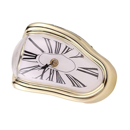 Gold Melting Clock desk decor - Retro Plastic Desk Clock with Electroplated Finish