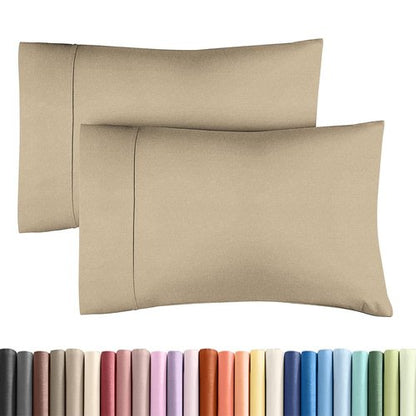King Standard Pillow Cases Set of 2 - Ultra-Soft Hotel Quality Pillowcase Covers - Comfy, Cozy & Fade Free - Wrinkle Resistant - Machine Washable Pillow Protectors - 2 Piece Set - Heathered Beige