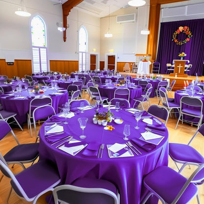 Niuara Purple Plastic Table Cloths - 84" Round Disposable Covers for Holiday & Easter Gatherings | 4 Pack