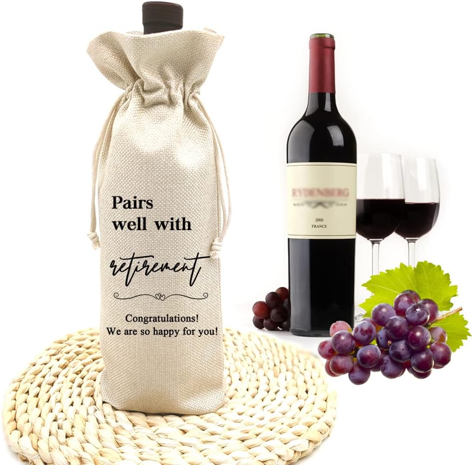 Socive Retirement Wine Bag, Retirement Gifts Wine Bags, Gift for Him or Her, Retired Gifts Leaving Gifts for Colleagues Friends Coworkers Boss Nurse Teacher