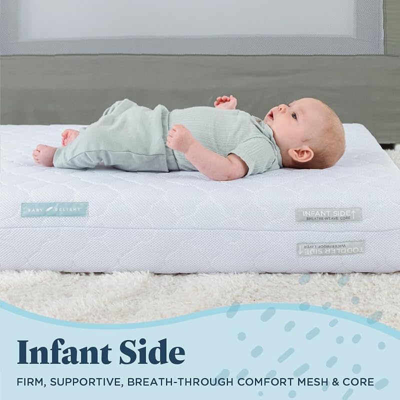 Full Size Crib Mattress with Breathable Core & Waterproof Toddler Side