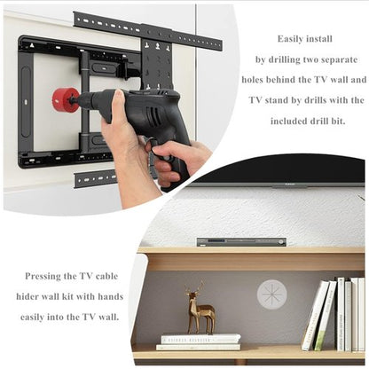 4 Pack TV Cord Hider for Wall Mounted TV, 2-3/8"(60mm Hole) Wire Hider in Wall Cable Management Kit, Includes 4 Pass Throughs and 1 Hole Saw Drill Attachment Easy to Install