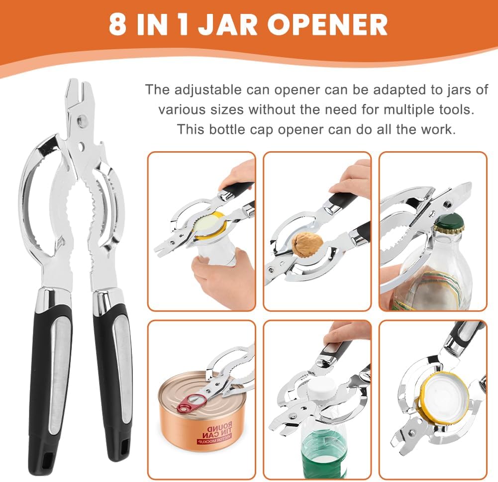 Skiennix Stainless Steel Jar Opener - Adjustable Tool for Weak Hands & Seniors | Kitchen Essential