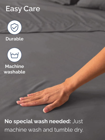 Skiennix Extra Deep Queen Fitted Sheet - Ultra Soft, Wrinkle-Free - Fits 18-24 Inch Mattresses - Dark Grey