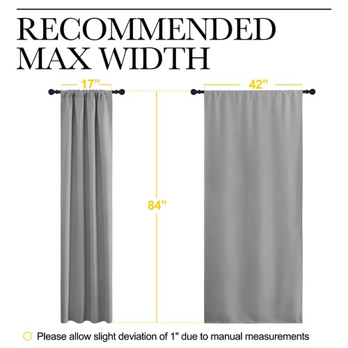 NICETOWN Blackout Curtains 84 for Office - 3 Pass Microfiber Noise Reducing Thermal Insulated Solid Rod Pocket Blackout Window Panels/Drapes (2 Panels, 42 x 84 Inch, Silver Grey)