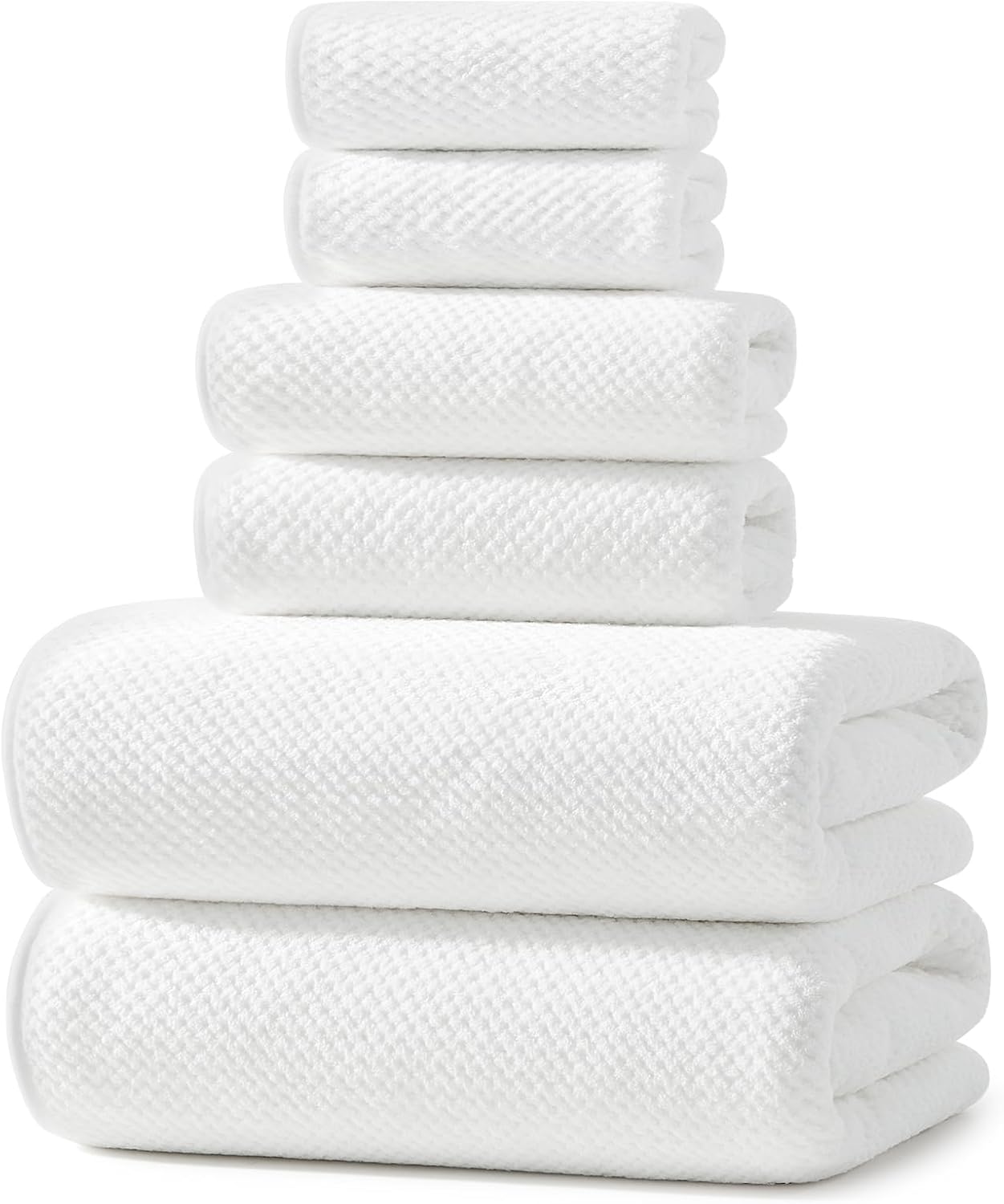 REDKISS Ultra Soft Towel Set - Premium White Bath Towels, Highly Absorbent & Quick Dry | 6-Piece Collection