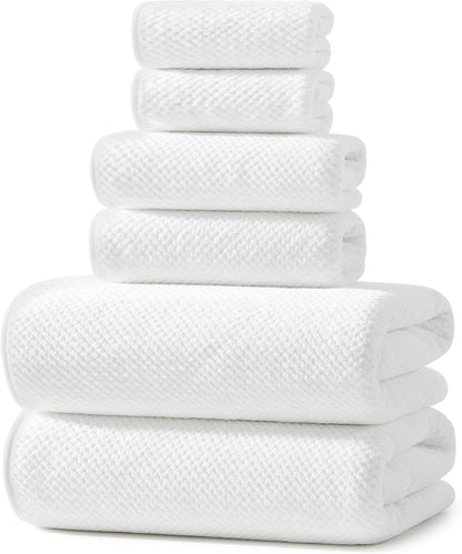 REDKISS Ultra Soft Towel Set - Premium White Bath Towels, Highly Absorbent & Quick Dry | 6-Piece Collection
