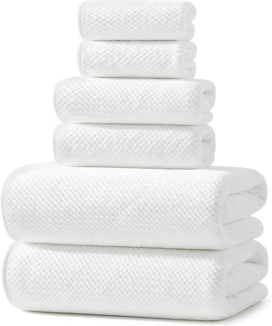 REDKISS Ultra Soft Towel Set - Premium White Bath Towels, Highly Absorbent & Quick Dry | 6-Piece Collection