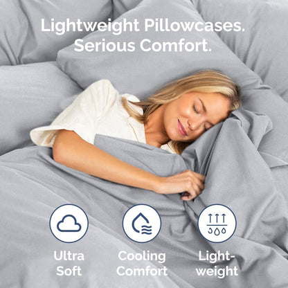 Skiennix Queen Pillow Cases Set of 2 - Ultra Soft Hotel Quality - Wrinkle Free & Fade Resistant - Steel Blue