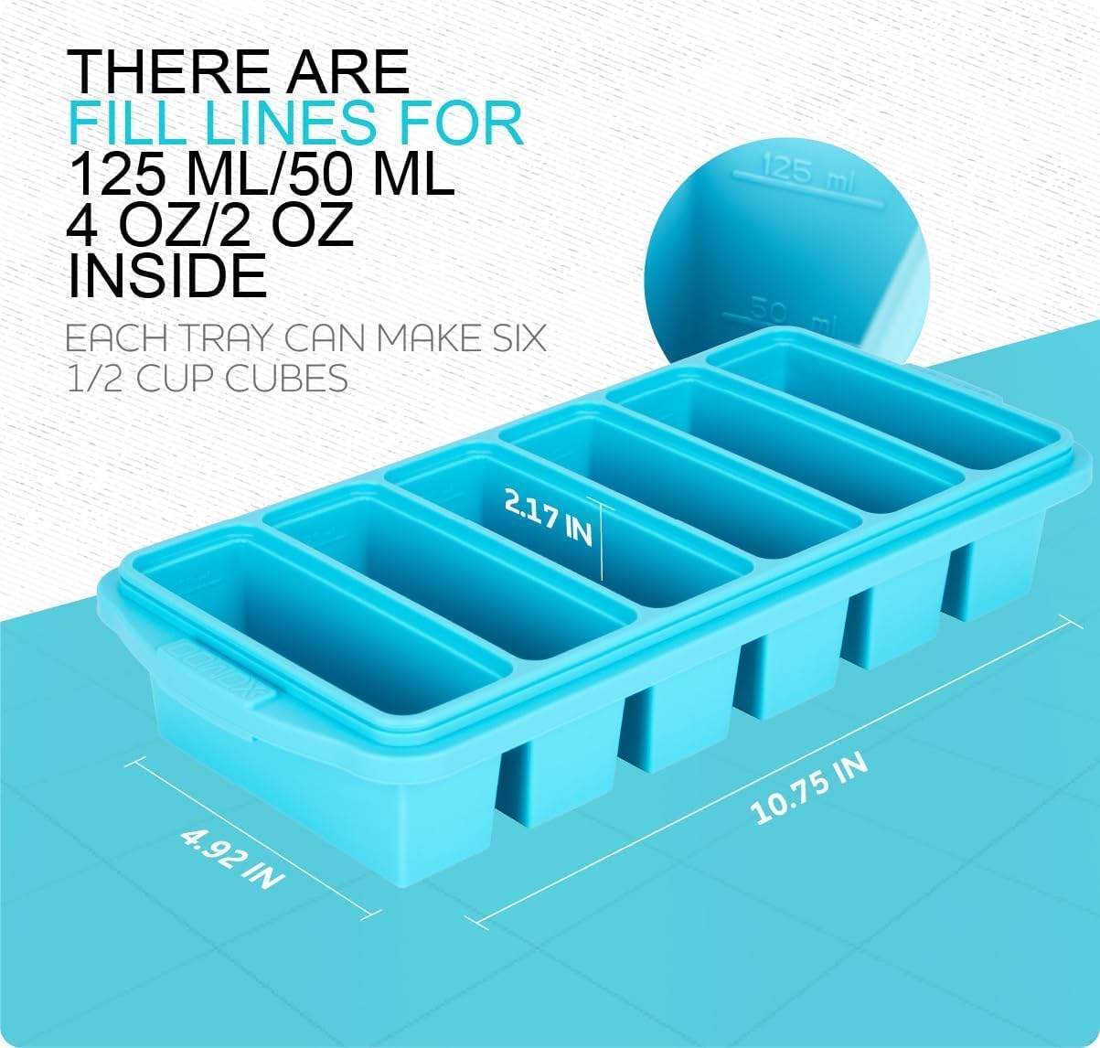 Skiennix Silicone Freezer Tray With Lid - Versatile Soup Container Molds for 2-Cup & 1-Cup Portions | Oven & Dishwasher Safe