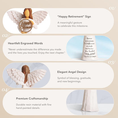 Retirement Gift for Woman, Happy Retirement Gifts for Women Men Teacher Nurse Friend Coworker, Goodbye Farewell Retired Gifts, 6" Retirement Angel Figurine