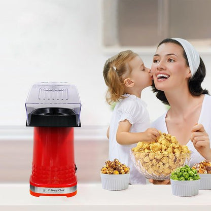 CULINARY CHEF PM102-RED Deluxe Hot Air Popcorn Popper - Fast, Healthy, and Mess-Free | Red Color