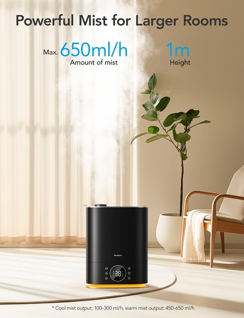 GoveeLife 7L Humidifiers for Bedroom, Smart Top-Fill Cool & Warm Mist Humidifier Large Room, Auto Mode, 70H Quiet Runtime for Baby Plants Nursery, App & Voice Control, RGB Nightlight, Humidity Sensor