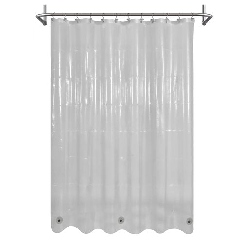 Mrs Awesome Clear Black Shower Curtain Liner with 3 Magnets, 72x72 Premium Flexible Sturdy Plastic Shower Curtain for Bathroom Lightweight & Waterproof, Clear Black