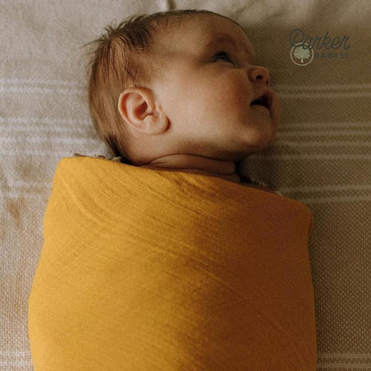 Parker Baby Co. Swaddle Blankets - 100% Cotton Muslin Pack of 3 for Baby Boys & Girls | Unisex Dune Set