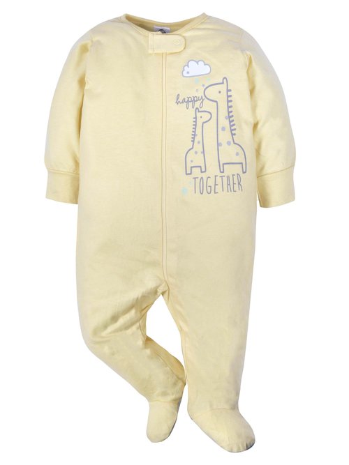 Gerber Unisex Baby 4 Pack Sleep 'N Play Footie Animals Green Newborn