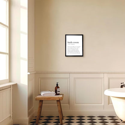 Regine Switzerland Black and White Bathroom Wall Art - Funny Definition Print | Minimalist 8x10in Framed Decor