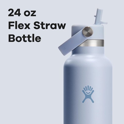 Hydro Flask Water Bottle - Insulated Stainless Steel - Leakproof Straw Lid - 24 Oz Surf Blue