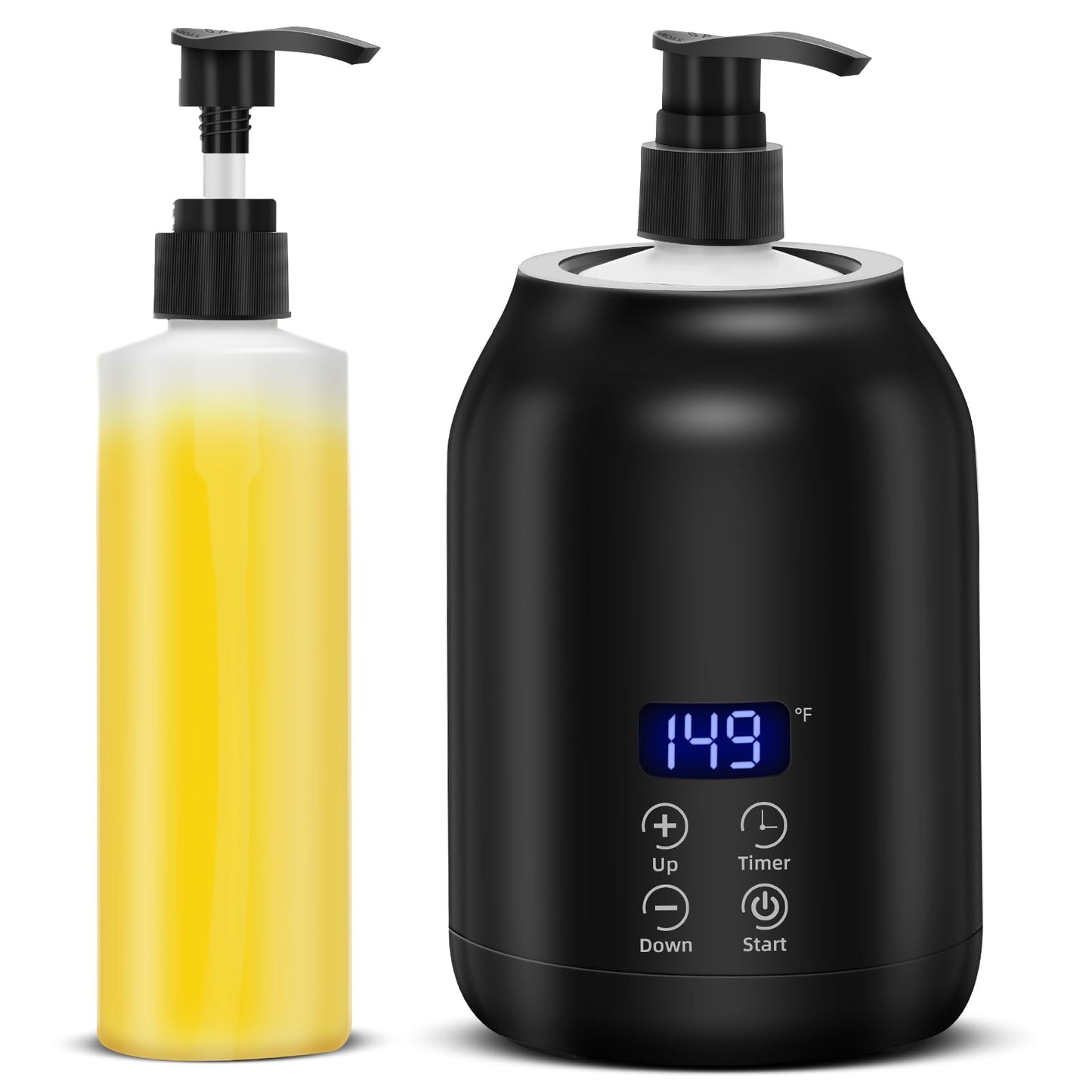 Massage Oil Warmer, Yofuly Electric Massage Oil Digital Heater with Two Oil Bottles, Portable Body Lotion Warmer Cream Heated Dispenser for SPA, Salon and Home Use, Black