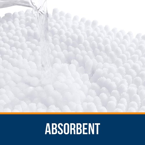 OLANLY Toilet Rugs U-Shaped 24x24, Extra Soft Absorbent Chenille Contour Bathroom Rugs for Toilet, Dry Quickly, Machine Washable, Non-Slip Bath Mat, White