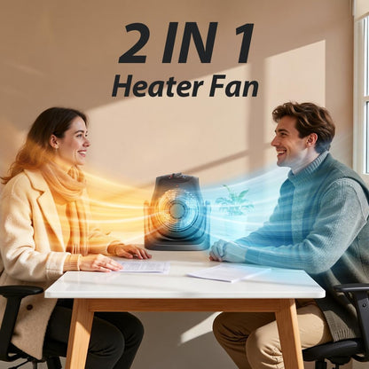 Skiennix Portable Electric Space Heater & Desk Fan - 2-in-1 Combo with 45° Tilt & 1500W Overheat Protection