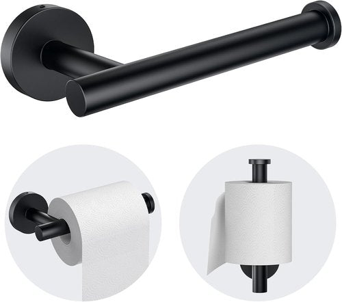 Kitsure Toilet Paper Holder - Sturdy Matte Black Wall-Mounted Holder for Mega Rolls | Premium 304 Stainless Steel