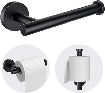 Kitsure Toilet Paper Holder - Sturdy Matte Black Wall-Mounted Holder for Mega Rolls | Premium 304 Stainless Steel