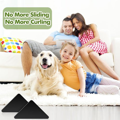 16 Pcs Grippers for Rugs, Non Slip Rug Pads for Hardwood Floors and Tiles, Reusable Rug Tape for Area Rugs, Dual Sided Adhesive Rug Pad Gripper Keep Corners Flat(Black)