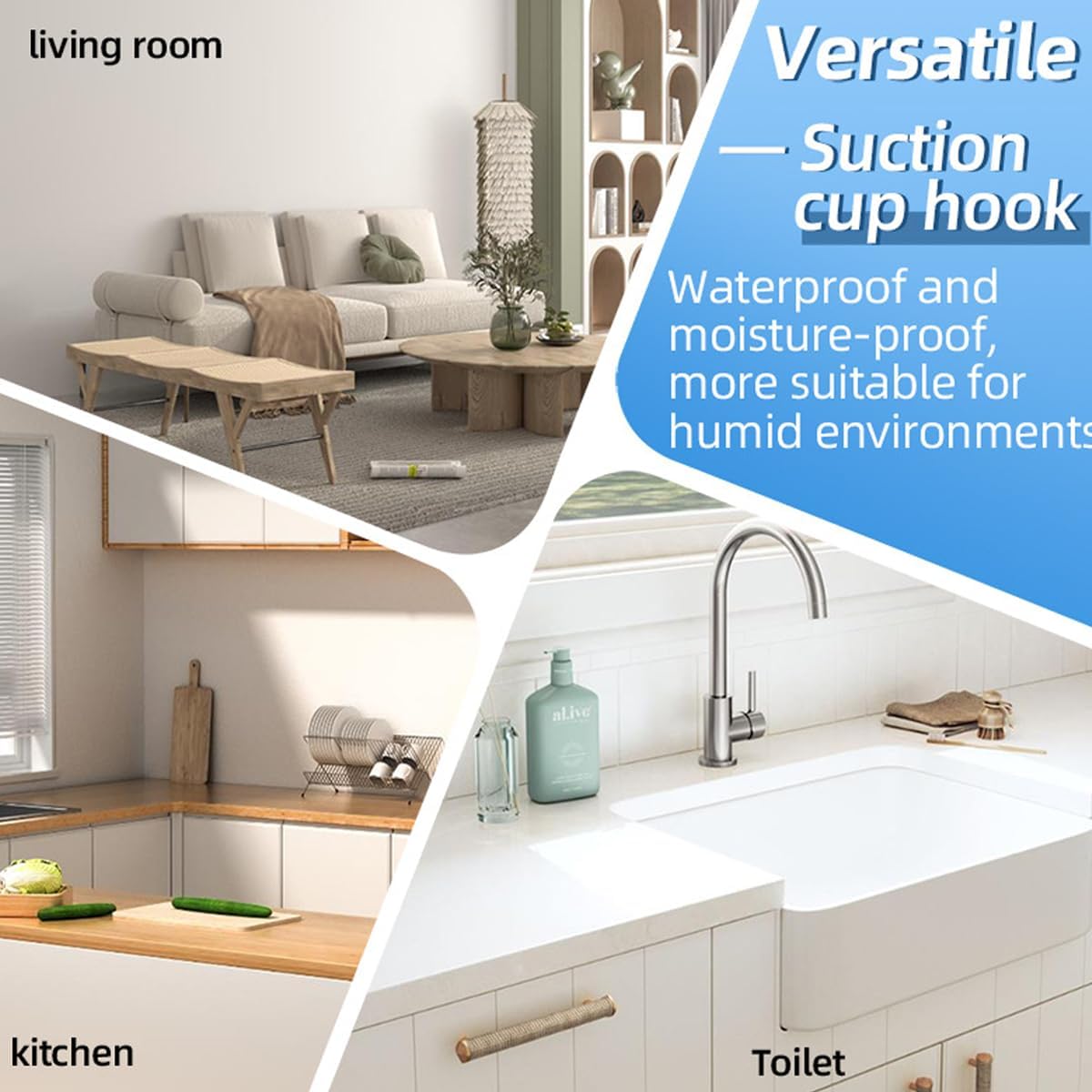 Skiennix Suction Cup Hooks - Upgraded Drill-Free Wreath Hangers for Glass & Doors | 2 Silver Holders