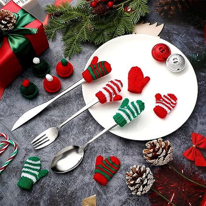 Mini Christmas Knit Hat Scarf Gloves Set - Classic Style Holiday Decor