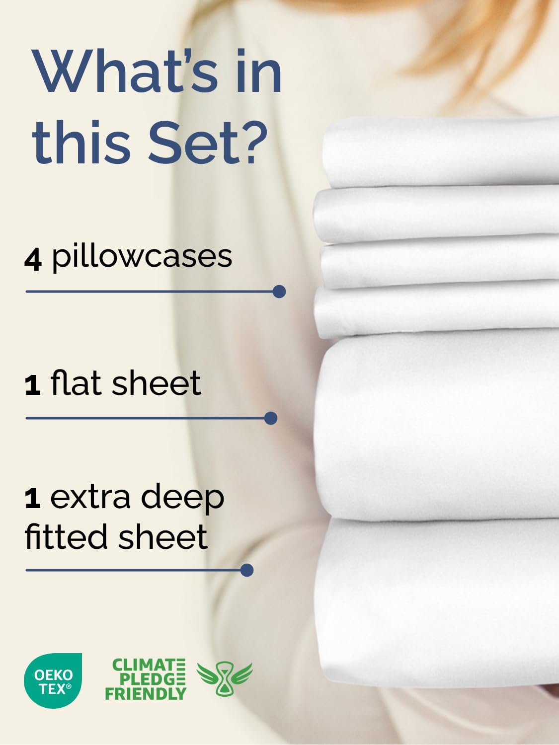 Skiennix Extra Deep King Sheet Set - 6 Piece Breathable Cooling Bedding - Soft, Wrinkle-Free White