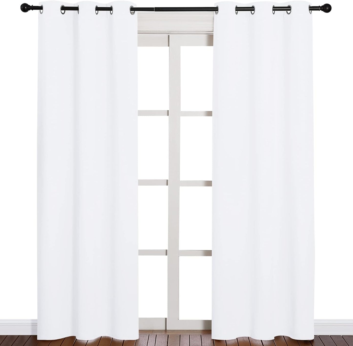NICETOWN Curtain Set - 50% Light Reducing Drapes for Living Room | 2 Panels, 42" x 84", Pure White