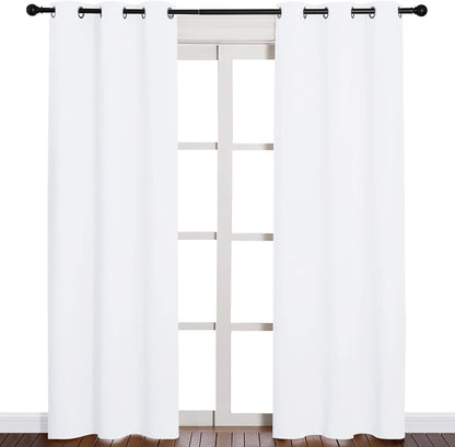 NICETOWN Curtain Set - 50% Light Reducing Drapes for Living Room | 2 Panels, 42" x 84", Pure White
