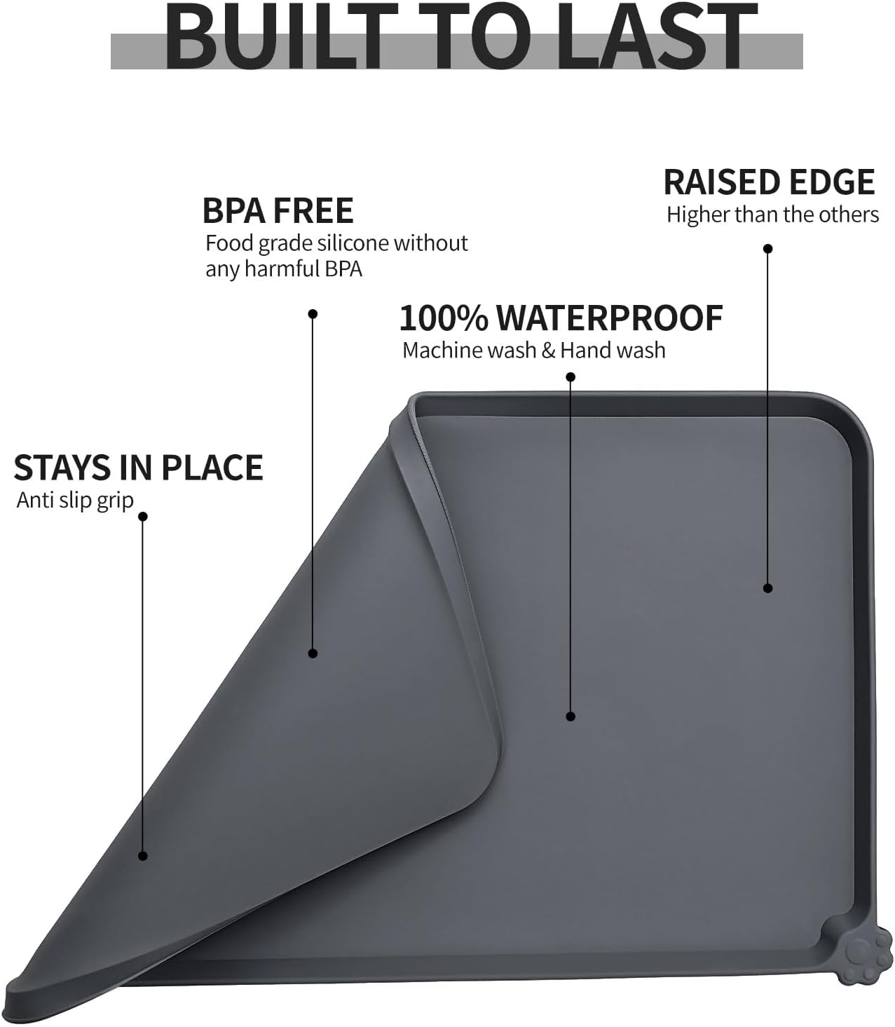 Skiennix Waterproof Pet Feeding Mat - High Raised Edges for Messy Drinkers | BPA-Free, Durable Design