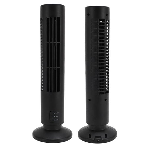 Yunseity Small Tower Fan, Quiet Cooling Bladeless Oscillating Tower Fan with 2 Speeds, Portable Lightweight USB Desktop Fan for Home Office Bedroom (Black)