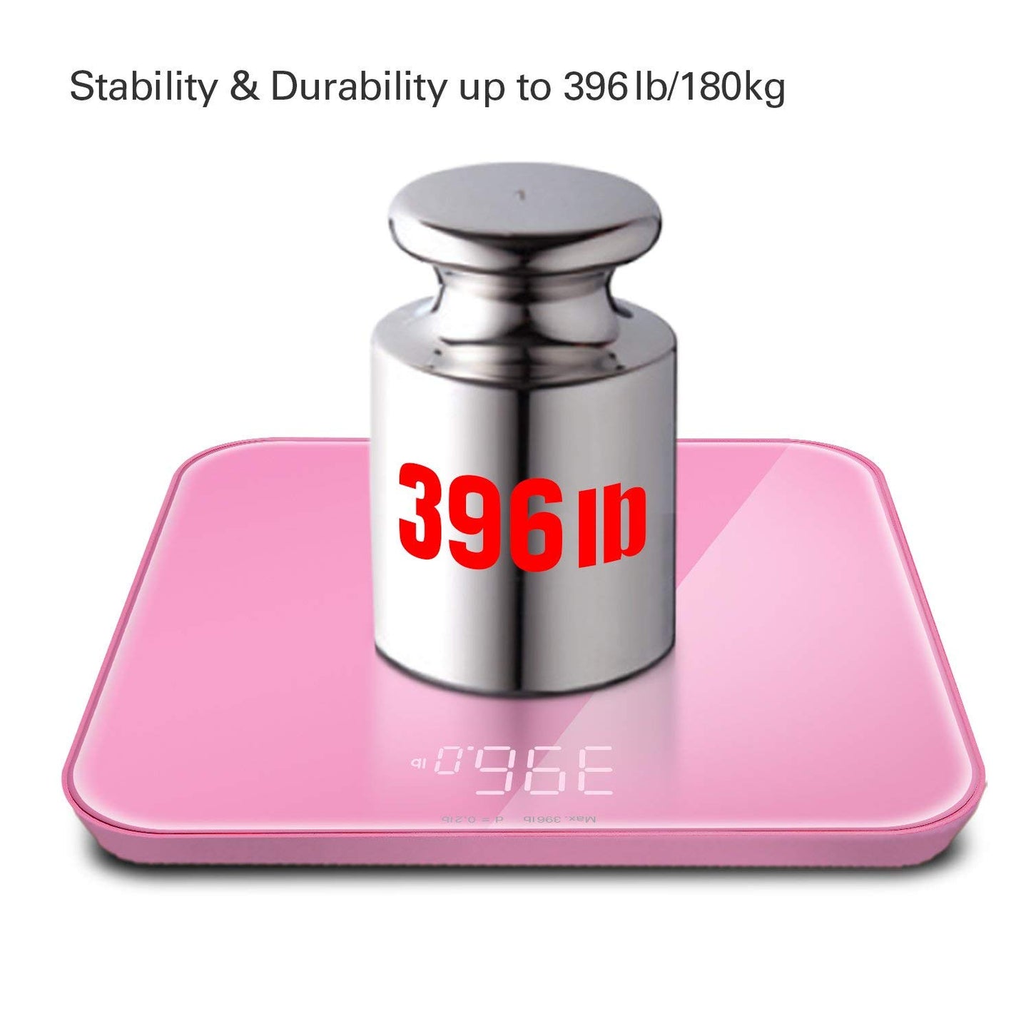 VisionTechShop S Body High Precision Ultra Wide Digital Body Weight Bathroom Scale up to 396lb/180kg, Super-Clear Large LED Display,Step-On Technology, Pink