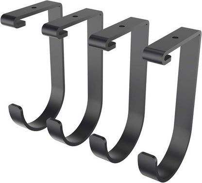 FLEXIMOUNTS Storage Flat Hooks - 4 Pack Garage Ceiling Rack Accessories | Max 50lbs Capacity, Black