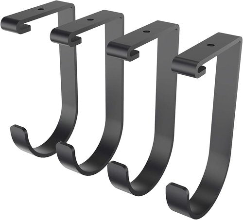 FLEXIMOUNTS Storage Flat Hooks - 4 Pack Garage Ceiling Rack Accessories | Max 50lbs Capacity, Black