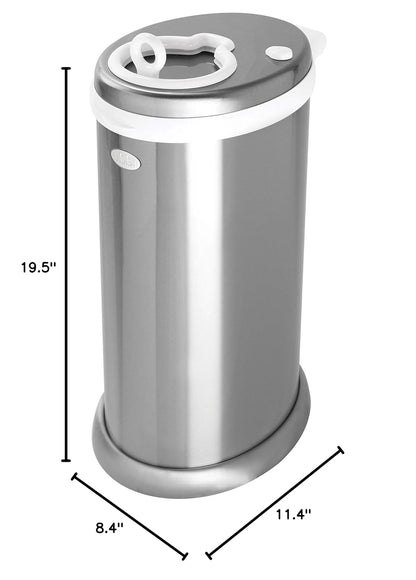 Ubbi Steel Diaper Pail - Odor Locking Design, No Special Bag Needed | Award-Winning Chrome Finish