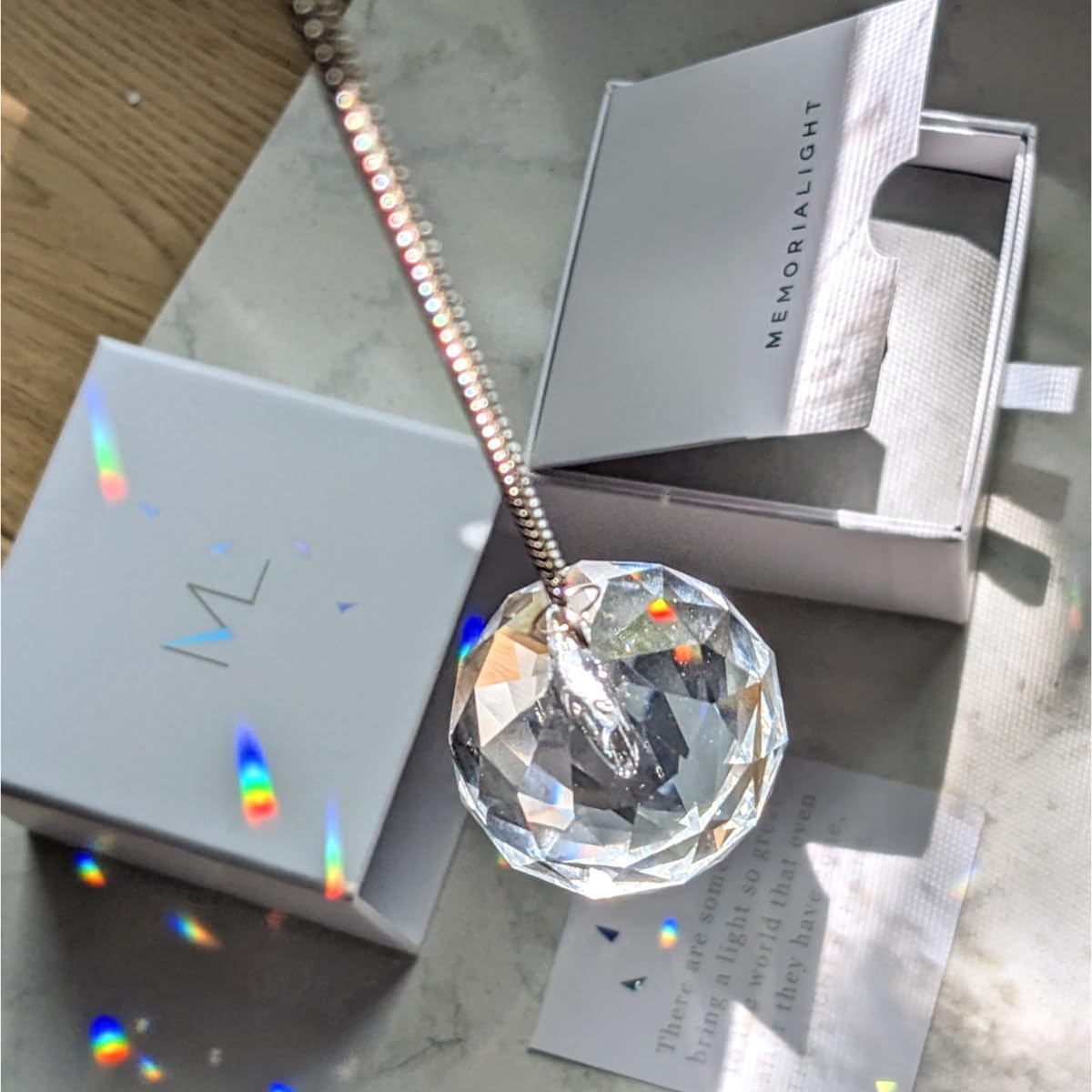 Memorialight Crystal Ornament | 40mm Rainbow Maker - Unique Grief Gift for Loved Ones & Sympathy